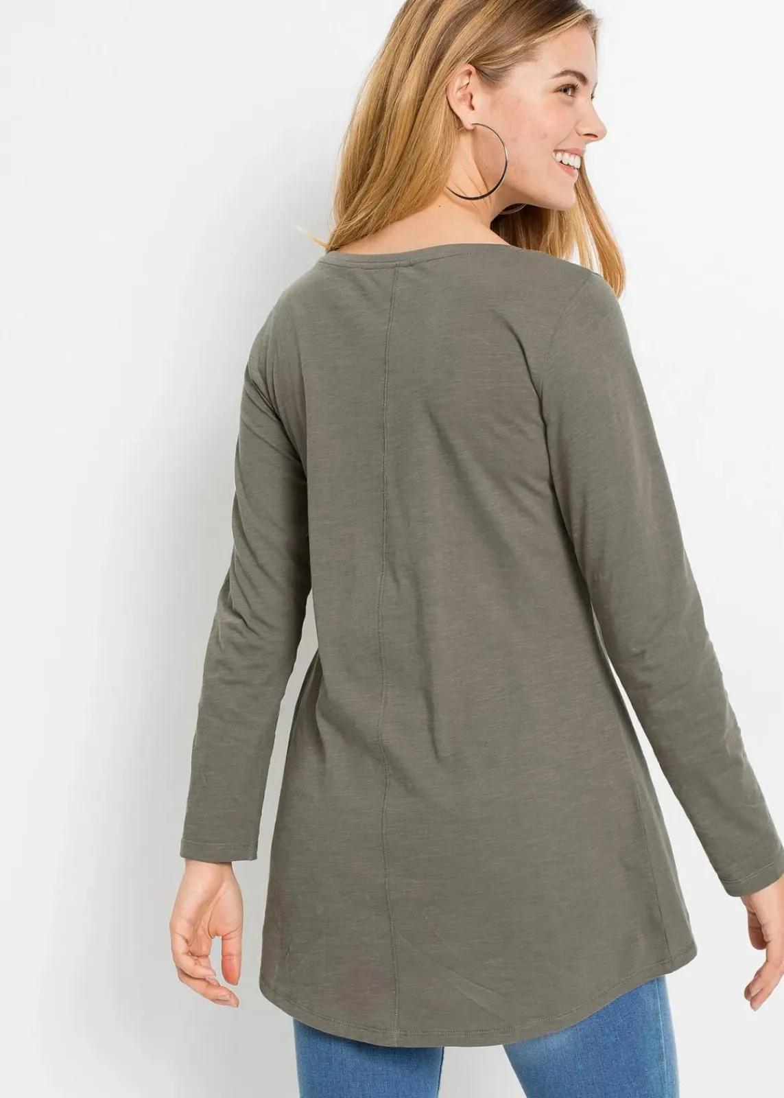 bonprix Shirts & Tops^Langarmshirt aus reiner Baumwolle oliv