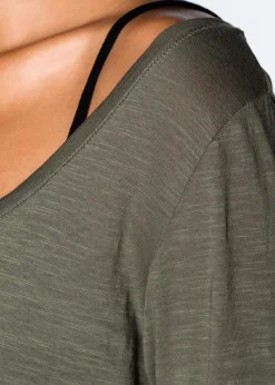 bonprix Shirts & Tops^Langarmshirt aus reiner Baumwolle oliv