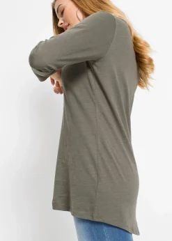 bonprix Shirts & Tops^Langarmshirt aus reiner Baumwolle oliv