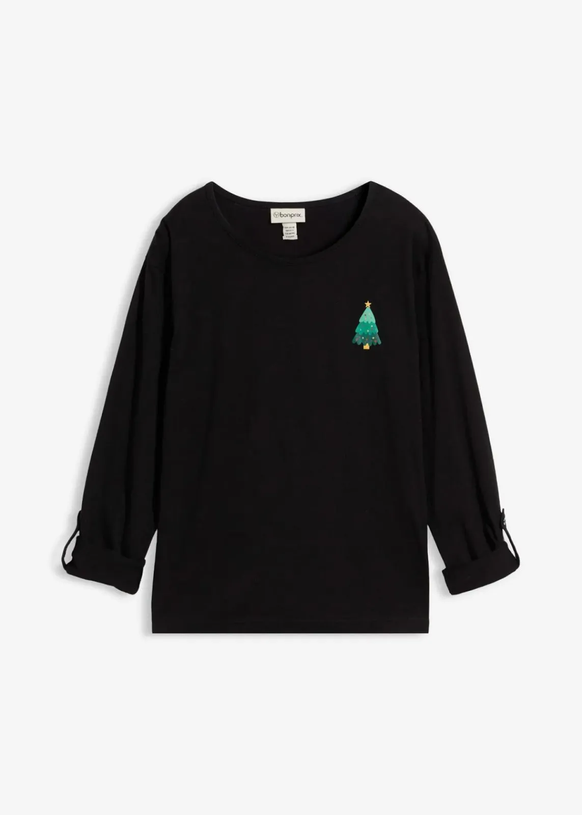 bonprix Nachhaltigere Materialien|Shirts & Tops^Langarmshirt aus reiner Bio-Baumwolle schwarz