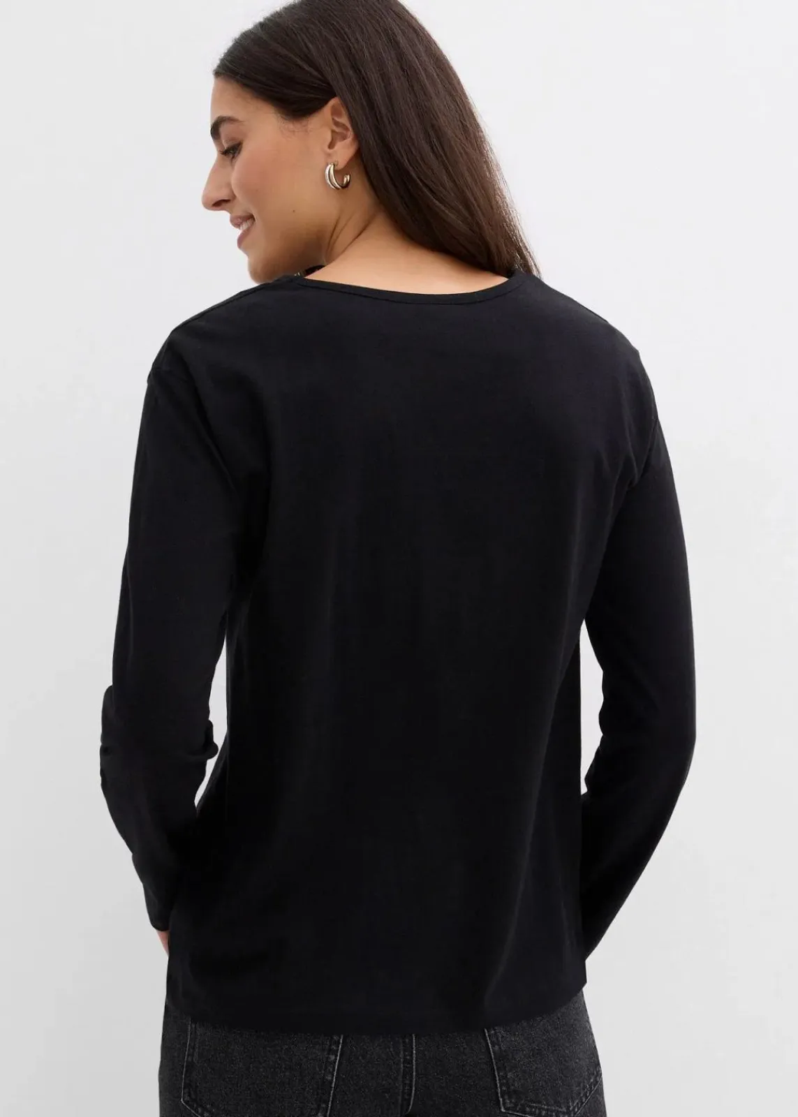 bonprix Nachhaltigere Materialien|Shirts & Tops^Langarmshirt aus reiner Bio-Baumwolle schwarz