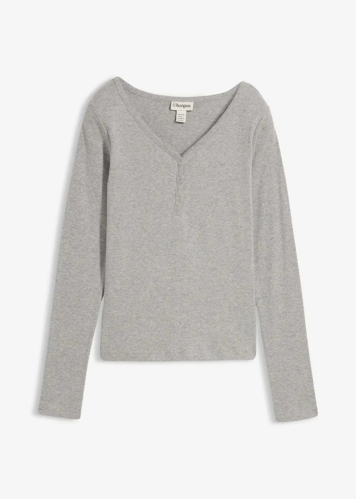 bonprix Shirts & Tops|Basics^Langarmshirt aus reiner Bio-Baumwolle hellgrau meliert meliert