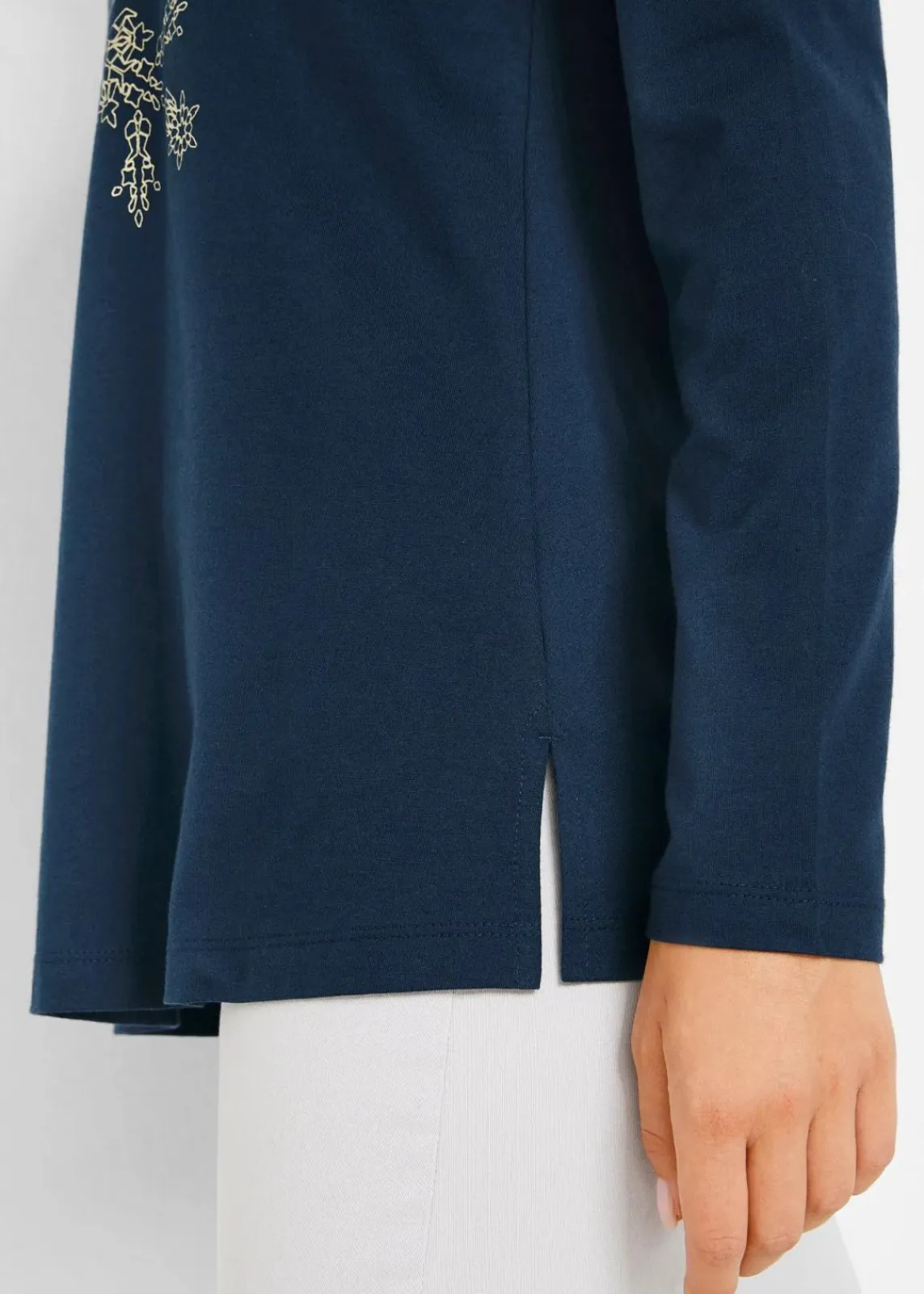 bonprix Shirts & Tops^Langarmshirt aus reiner Baumwolle dunkelblau/gold