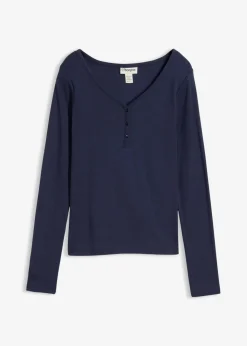 bonprix Bekleidung·Röcke|Nachhaltigere Materialien^Langarmshirt aus reiner Bio-Baumwolle dunkelblau