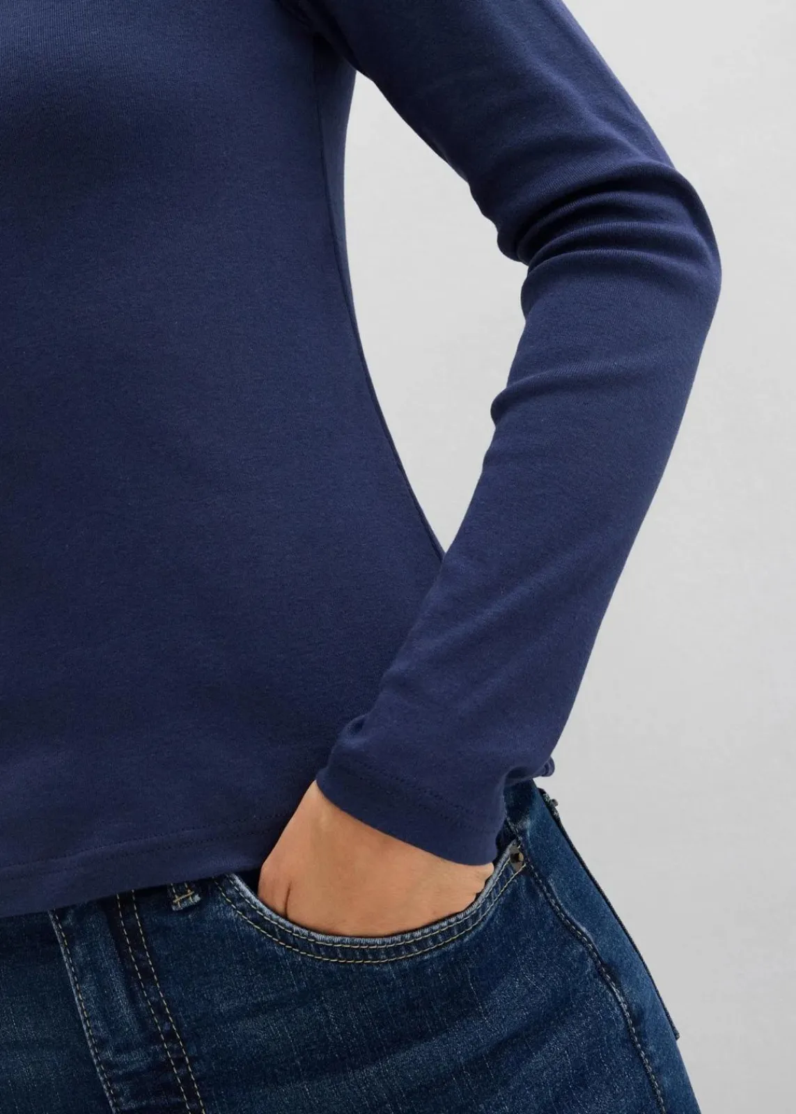 bonprix Bekleidung·Röcke|Nachhaltigere Materialien^Langarmshirt aus reiner Bio-Baumwolle dunkelblau