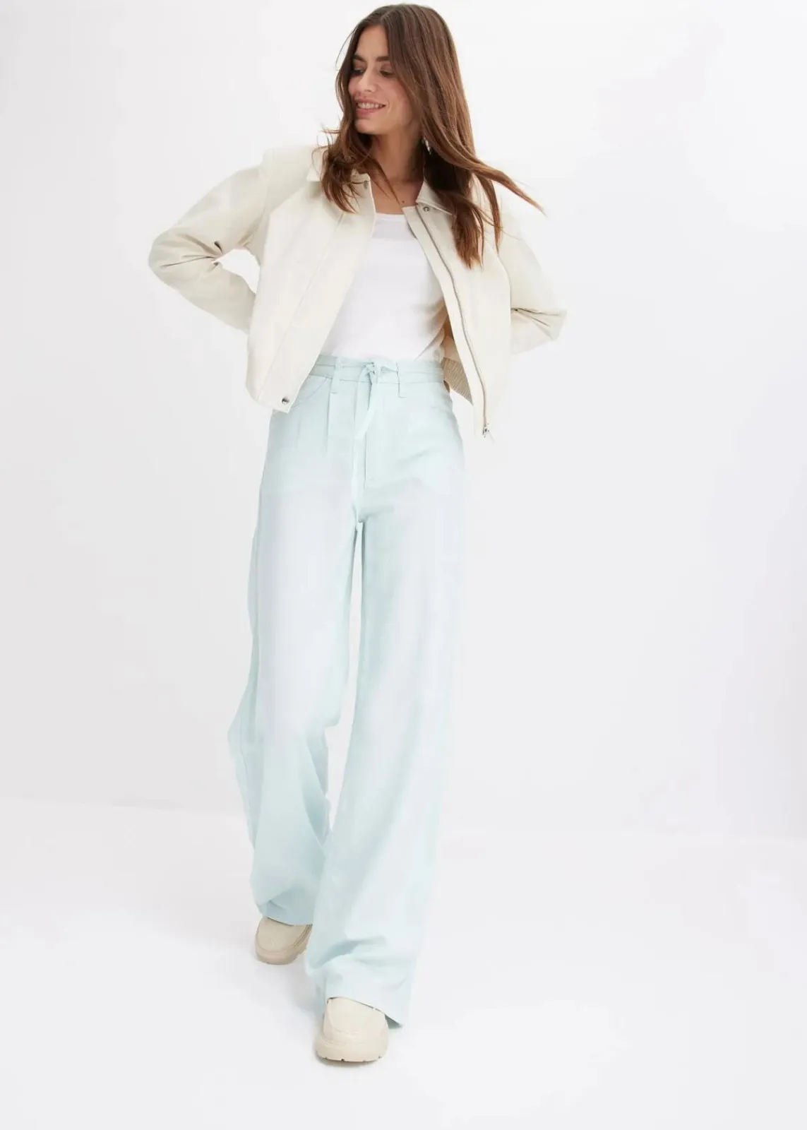 bonprix Shirts & Tops|Basics^Langarmshirt aus reiner Bio-Baumwolle weiß