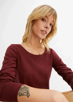 bonprix Shirts & Tops^Langarmshirt aus reiner Baumwolle ahornrot