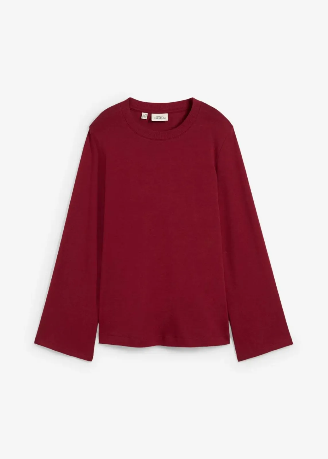 bonprix Premium|Basics^Langarmshirt aus reiner Bio-Baumwolle rubinrot