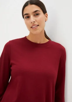 bonprix Premium|Basics^Langarmshirt aus reiner Bio-Baumwolle rubinrot