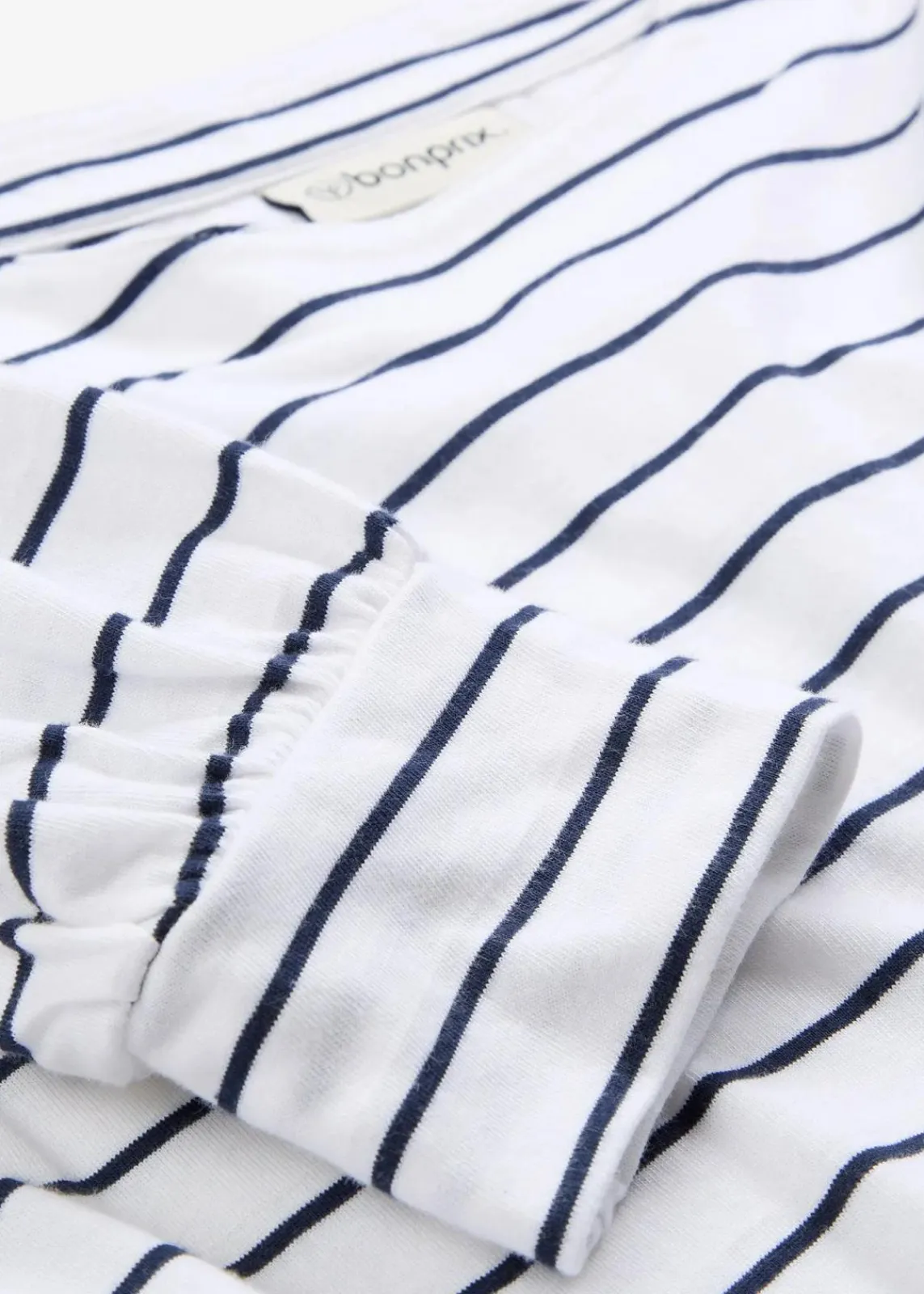 bonprix Nachhaltigere Materialien|Shirts & Tops^Langarmshirt aus reiner Bio-Baumwolle weiß/dunkelblau gestreift