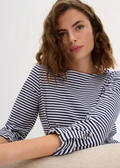 bonprix Shirts & Tops^Langarmshirt aus reiner Baumwolle dunkelblau/weiß gestreift