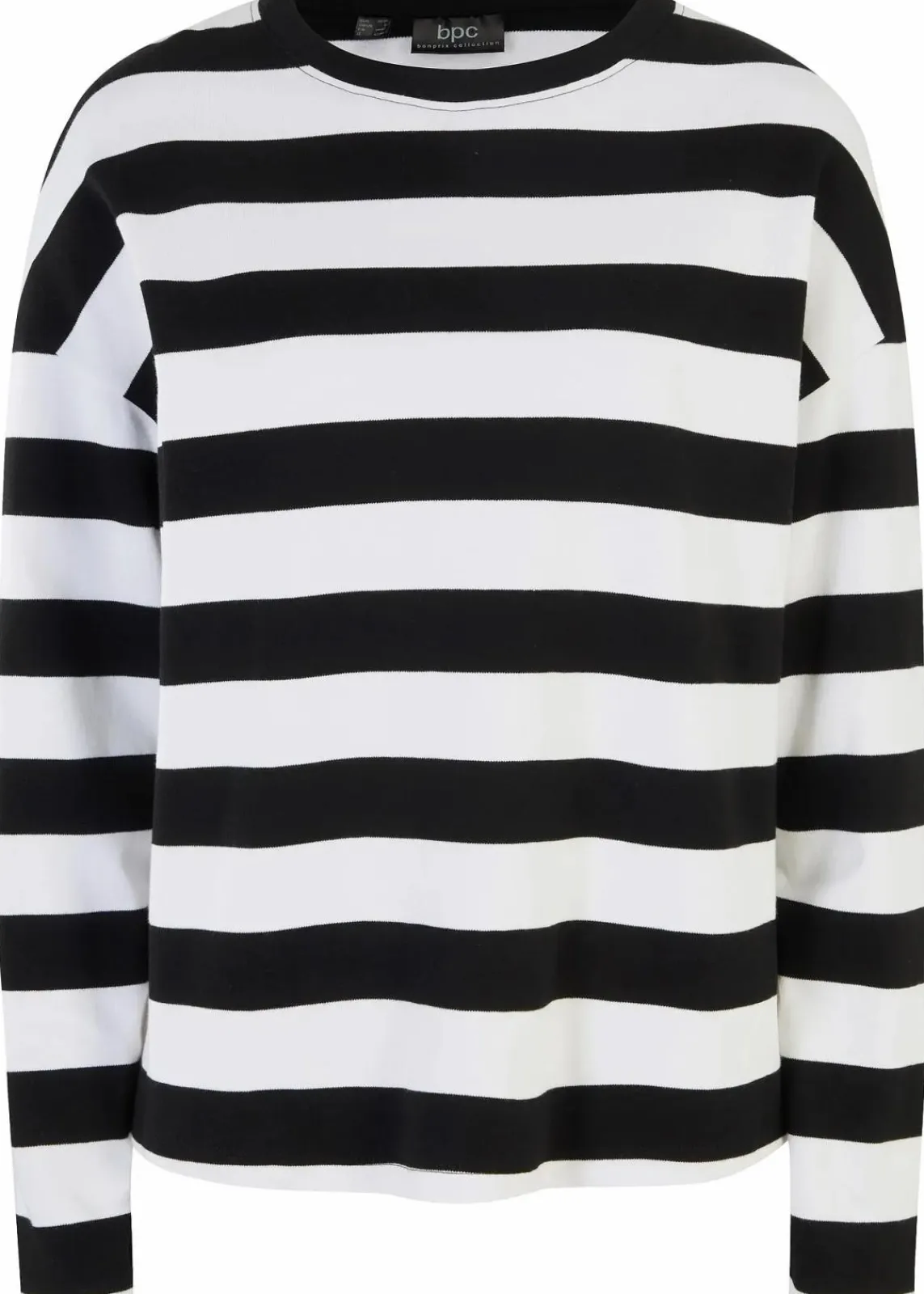 bonprix Bekleidung·Röcke|Basics^Langarmshirt aus reiner Interlock-Baumwolle schwarz/weiß gestreift