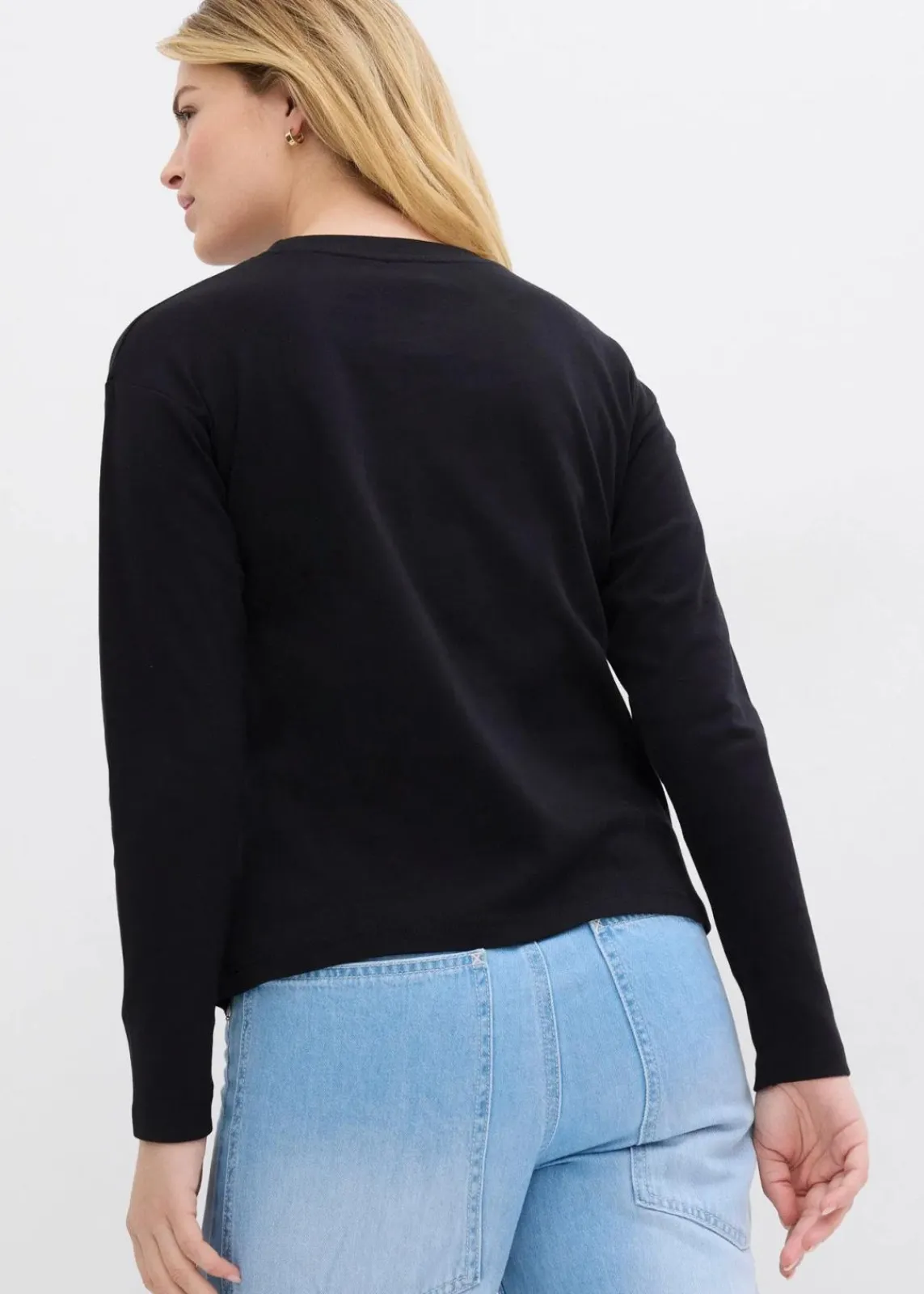 bonprix Bekleidung·Röcke|Basics^Langarmshirt aus reiner schwerer Bio-Baumwolle schwarz