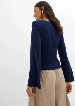 bonprix Shirts & Tops^Langarmshirt aus Rippe dunkelblau
