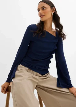 bonprix Shirts & Tops^Langarmshirt aus Rippe dunkelblau
