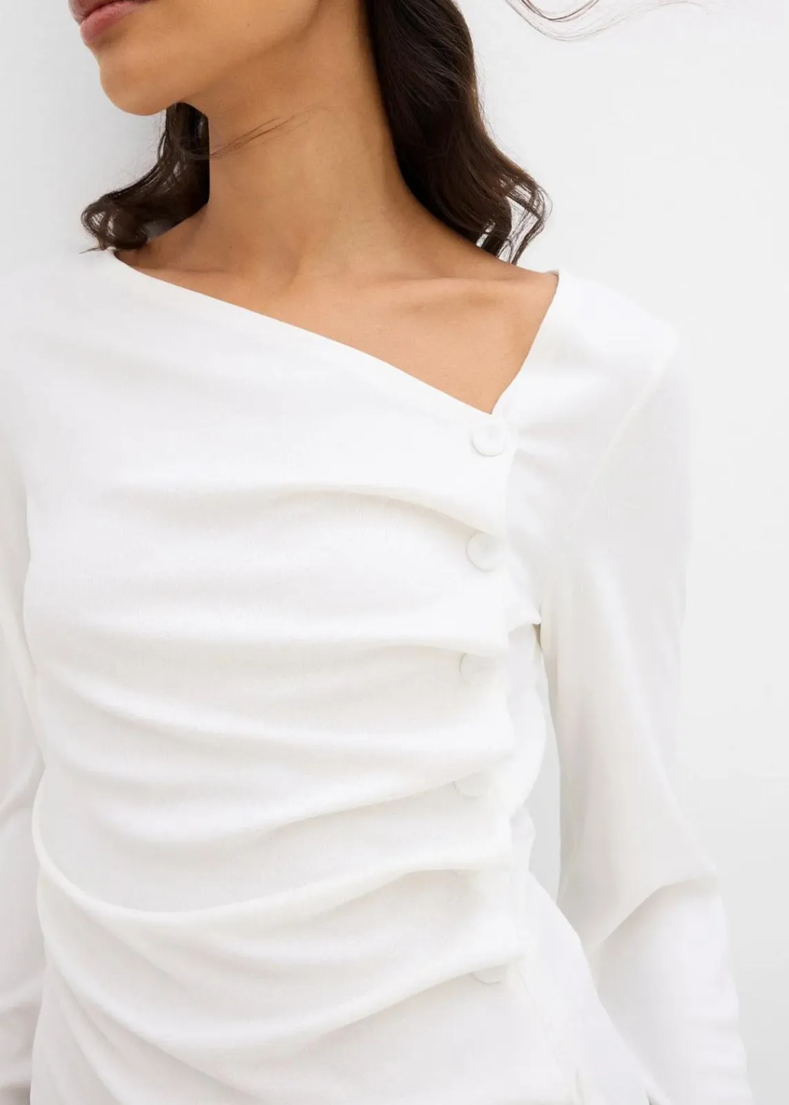 bonprix Shirts & Tops^Langarmshirt aus Rippe wollweiß