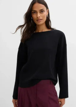 bonprix Shirts & Tops^Langarmshirt aus Rippware schwarz