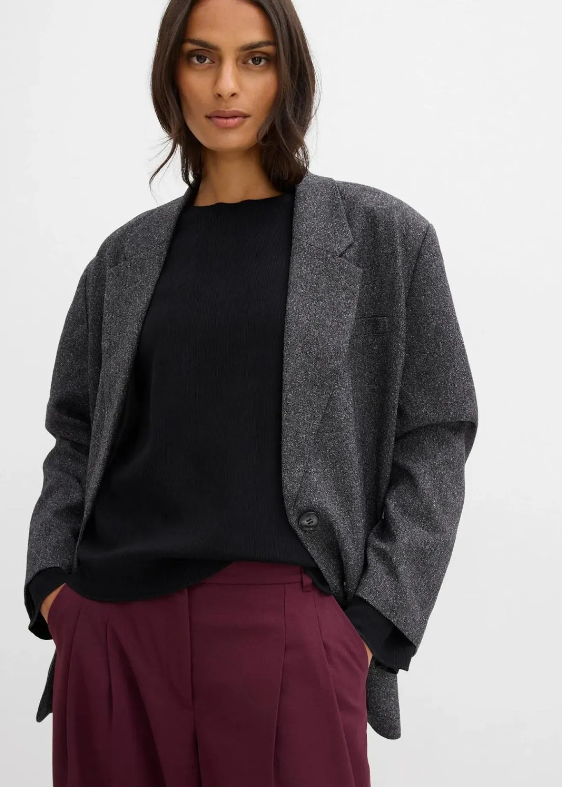 bonprix Shirts & Tops^Langarmshirt aus Rippware schwarz