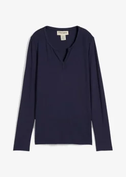bonprix Shirts & Tops|Nachhaltigere Materialien^Langarmshirt aus softem Viskose Mix dunkelblau