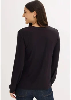 bonprix Nachhaltigere Materialien|Shirts & Tops^Langarmshirt aus softem Viskose-Mix schwarz
