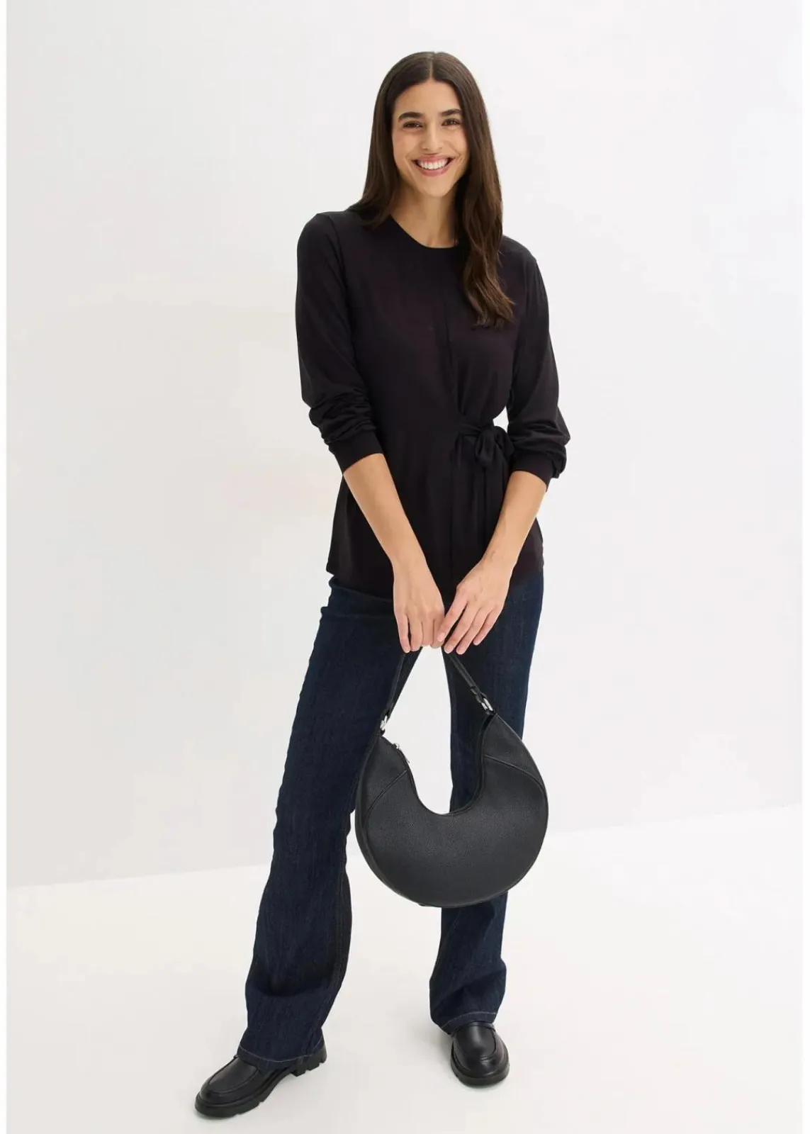 bonprix Nachhaltigere Materialien|Shirts & Tops^Langarmshirt aus softem Viskose-Mix schwarz