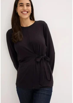 bonprix Nachhaltigere Materialien|Shirts & Tops^Langarmshirt aus softem Viskose-Mix schwarz