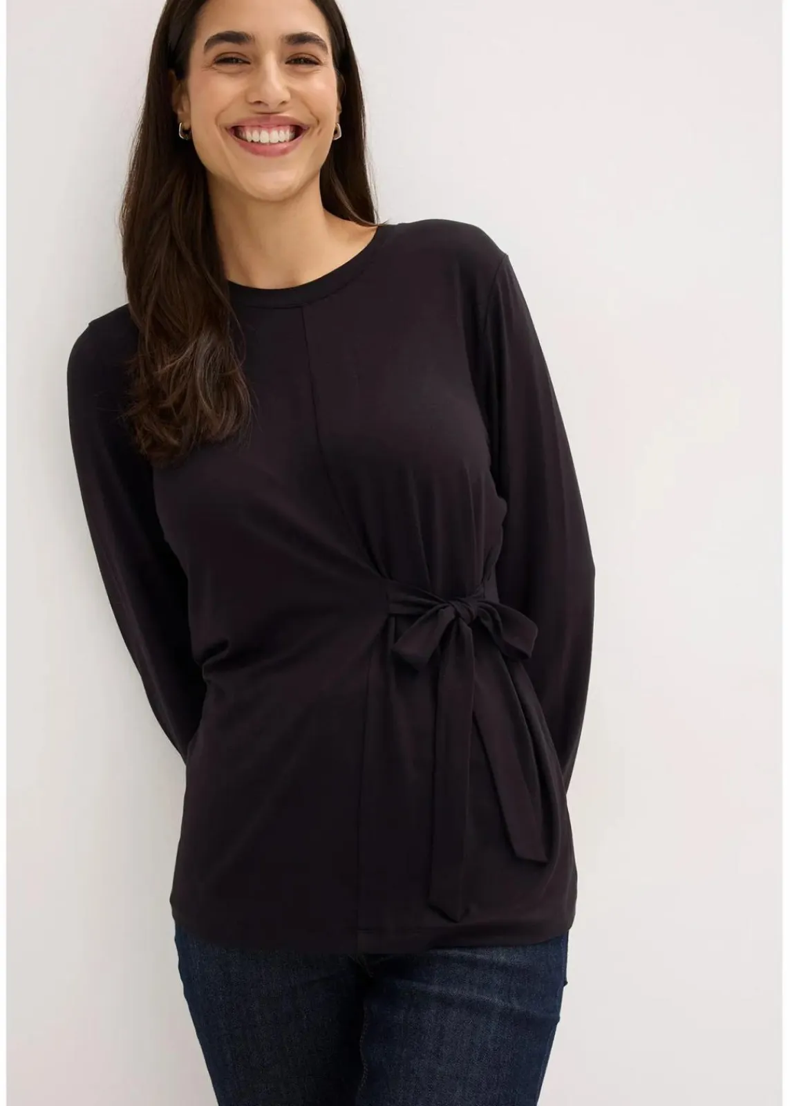 bonprix Nachhaltigere Materialien|Shirts & Tops^Langarmshirt aus softem Viskose-Mix schwarz