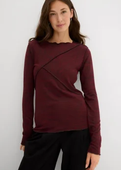 bonprix Shirts & Tops^Langarmshirt aus softem Viskose-Mix ahornrot meliert