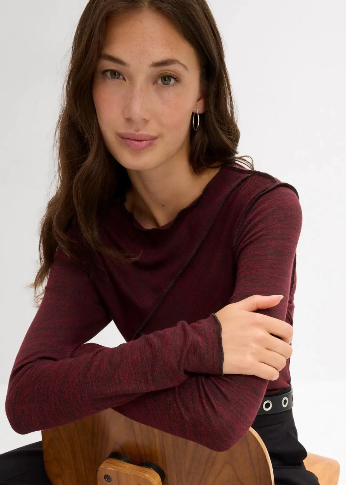 bonprix Shirts & Tops^Langarmshirt aus softem Viskose-Mix ahornrot meliert