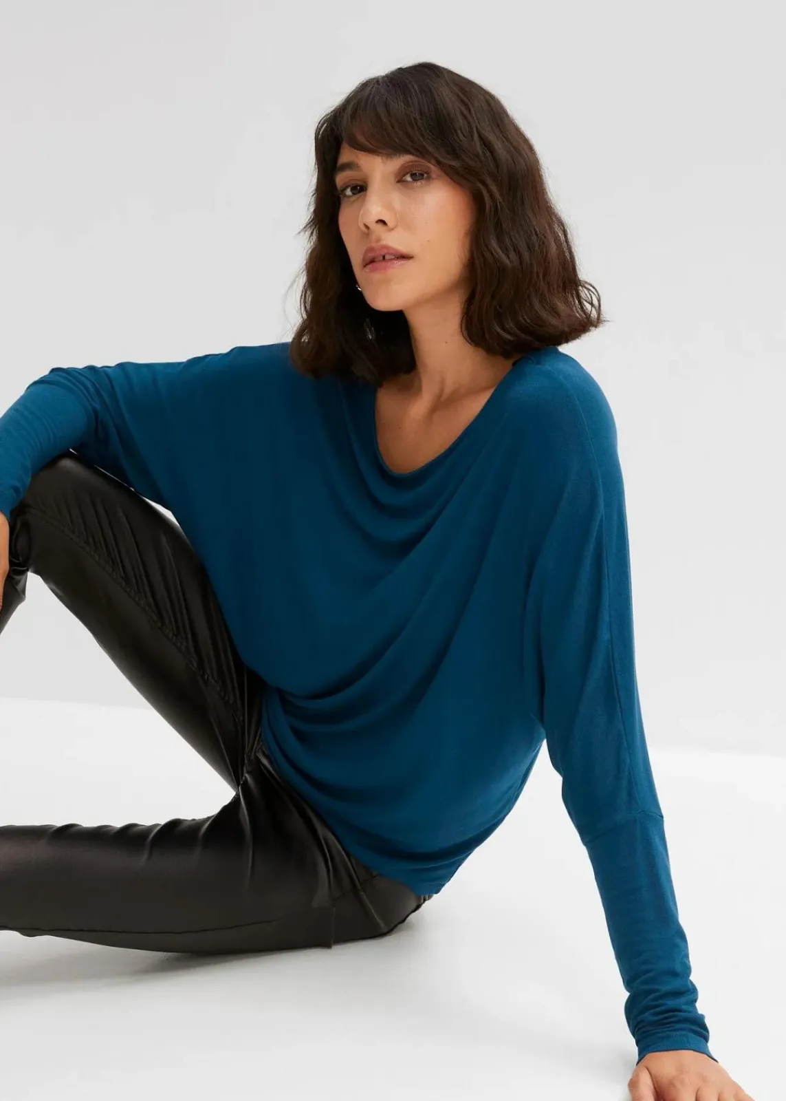 bonprix Shirts & Tops^Langarmshirt aus softem Viskose-Mix blaupetrol