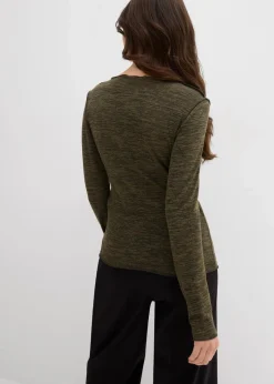 bonprix Shirts & Tops^Langarmshirt aus softem Viskose-Mix oliv meliert