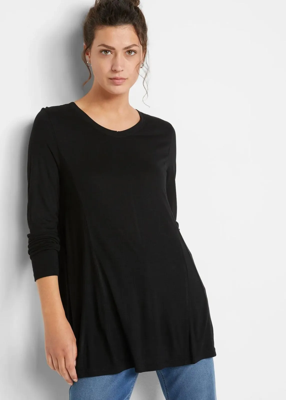 bonprix Nachhaltigere Materialien|Shirts & Tops^Langarm-Shirt aus softer Viskose schwarz