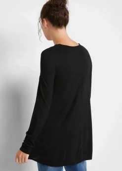 bonprix Nachhaltigere Materialien|Shirts & Tops^Langarm-Shirt aus softer Viskose schwarz