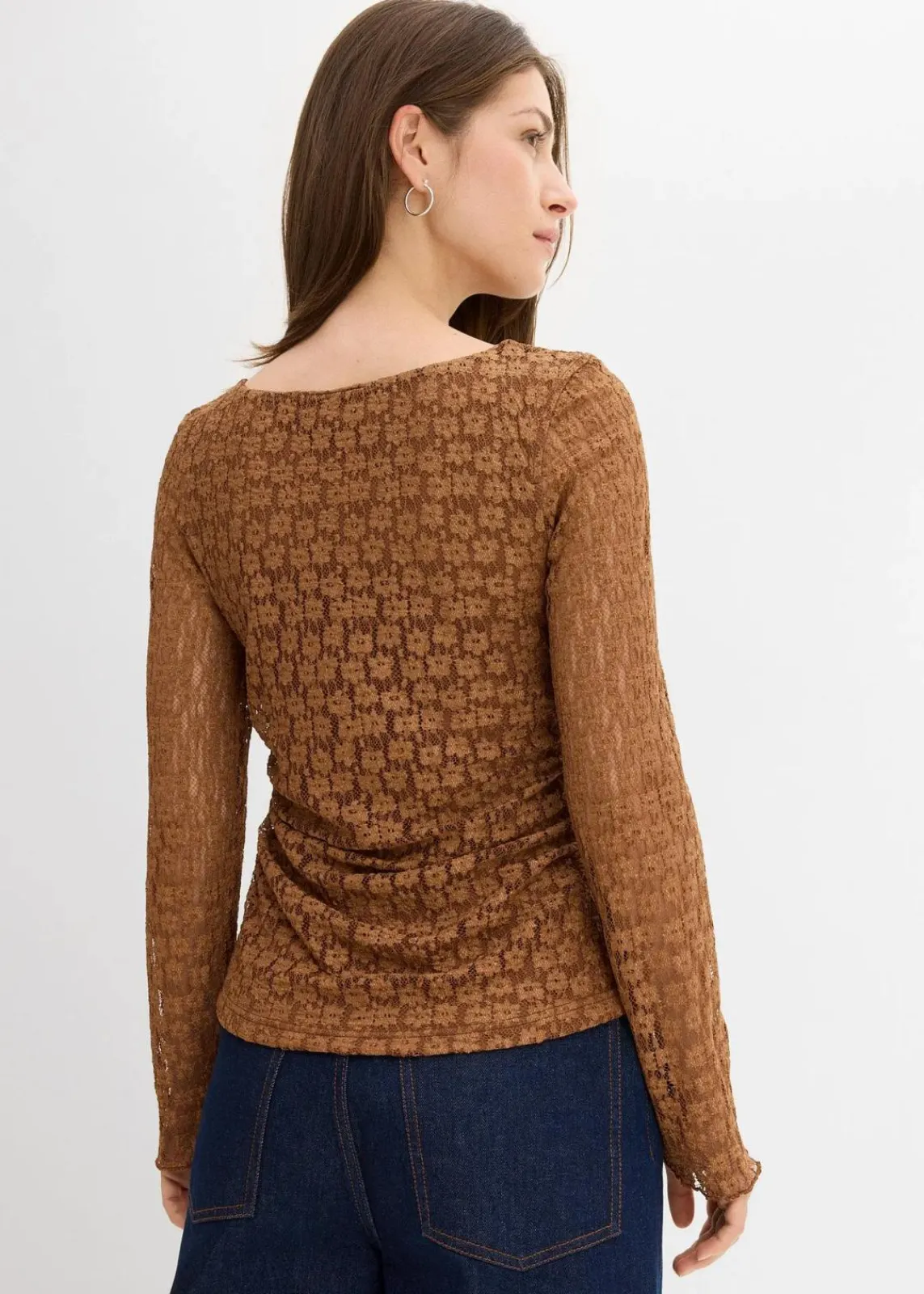 bonprix Shirts & Tops^Langarmshirt aus Spitze gewürzbraun