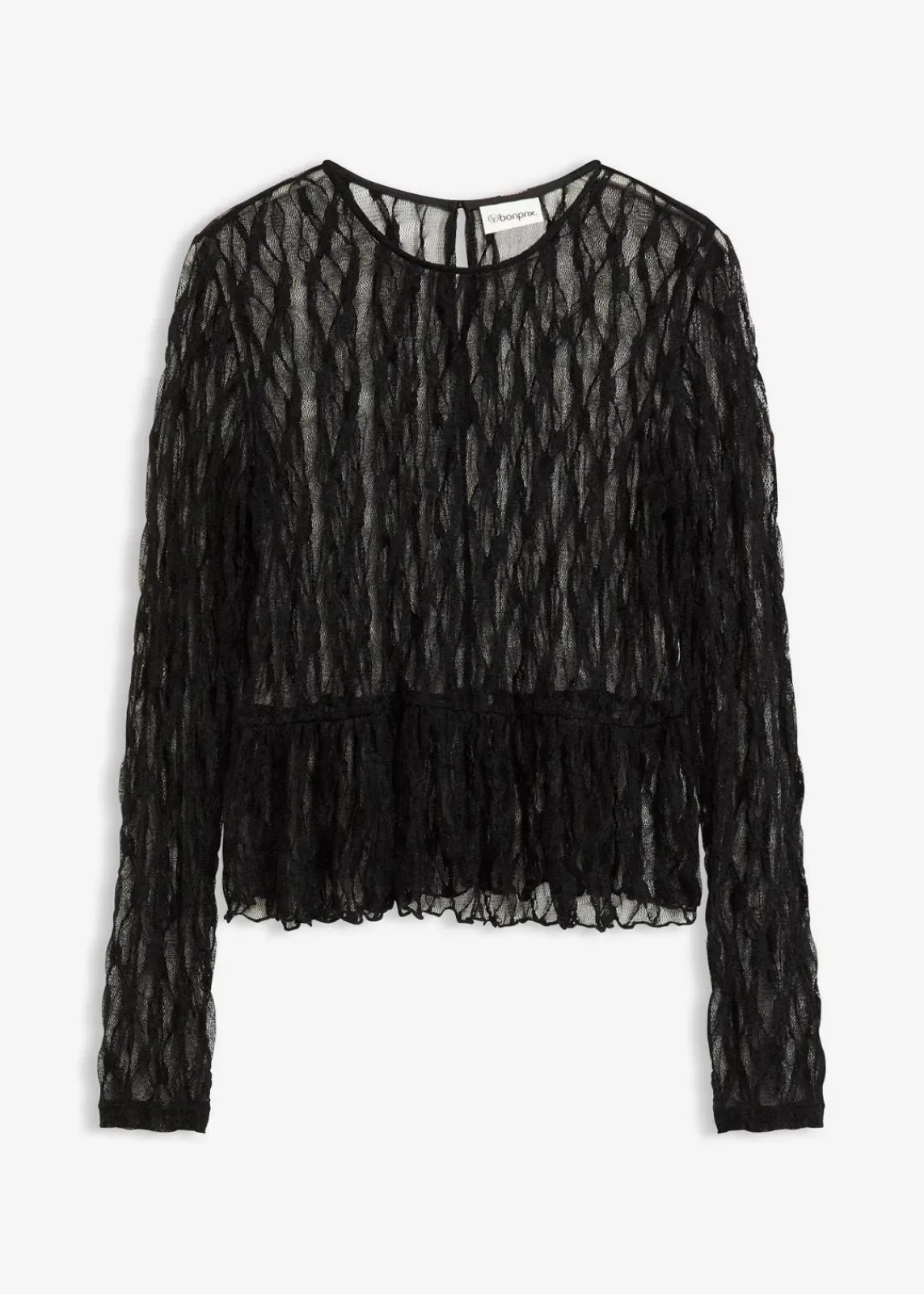bonprix Shirts & Tops^Langarmshirt aus Spitze schwarz
