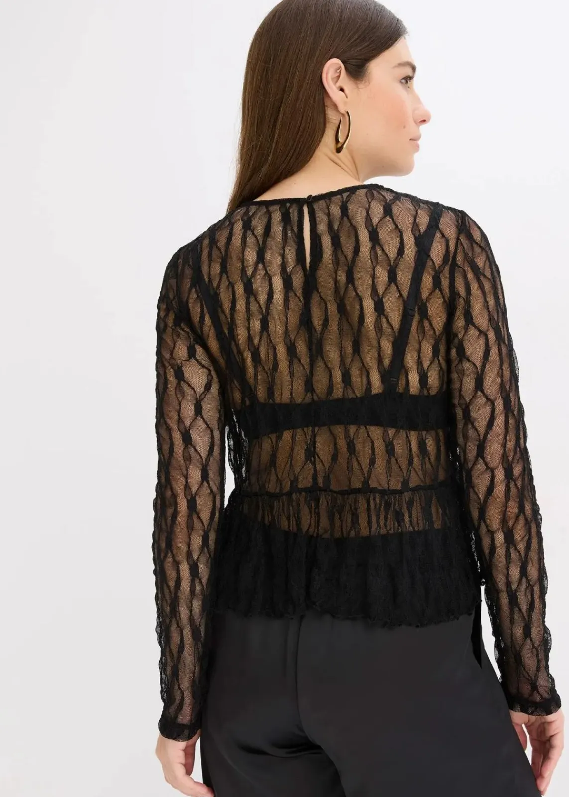 bonprix Shirts & Tops^Langarmshirt aus Spitze schwarz