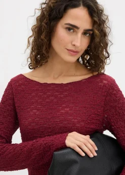 bonprix Shirts & Tops^Langarmshirt aus Spitze dunkelbeere