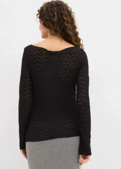 bonprix Shirts & Tops^Langarmshirt aus Spitze schwarz