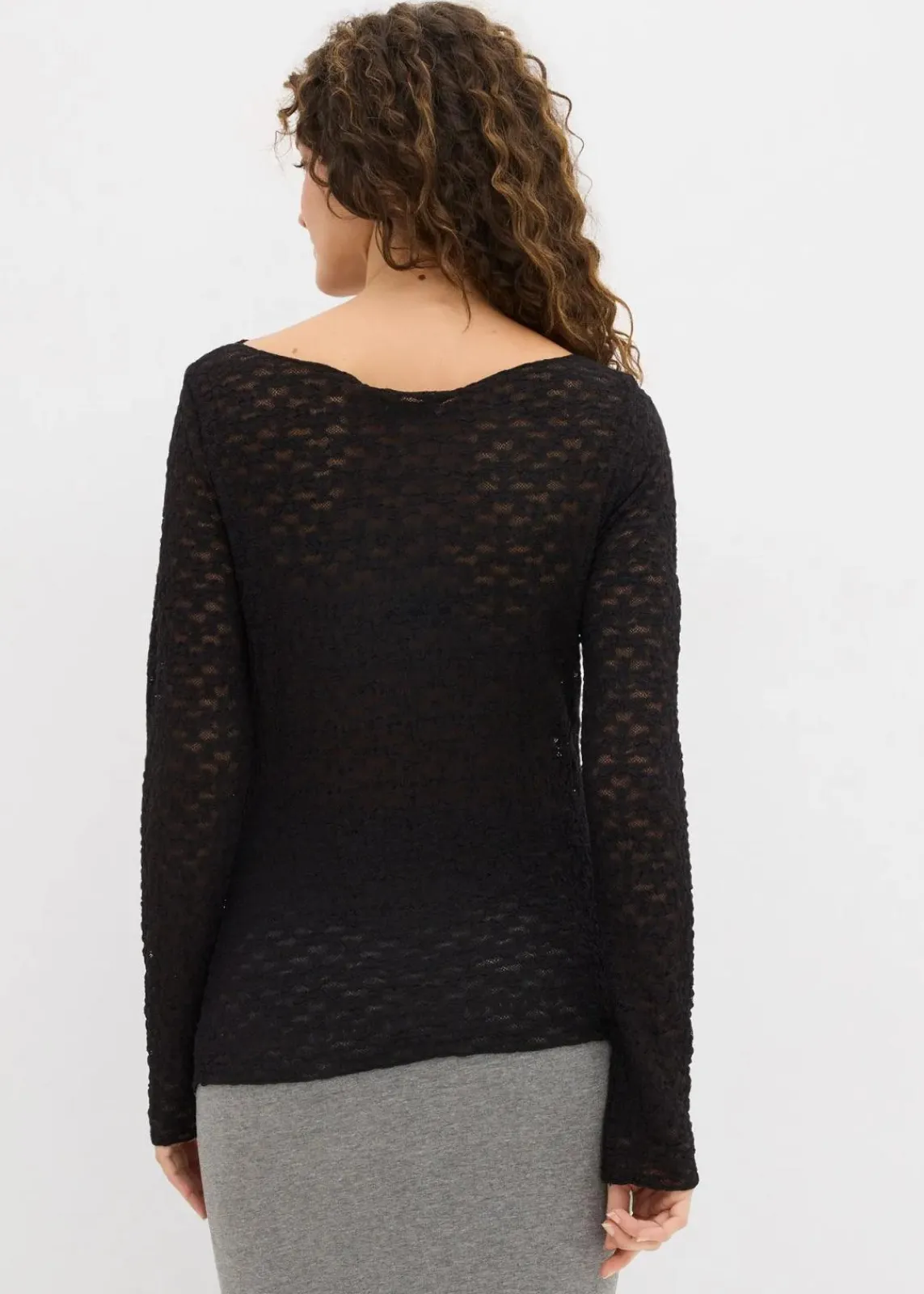 bonprix Shirts & Tops^Langarmshirt aus Spitze schwarz