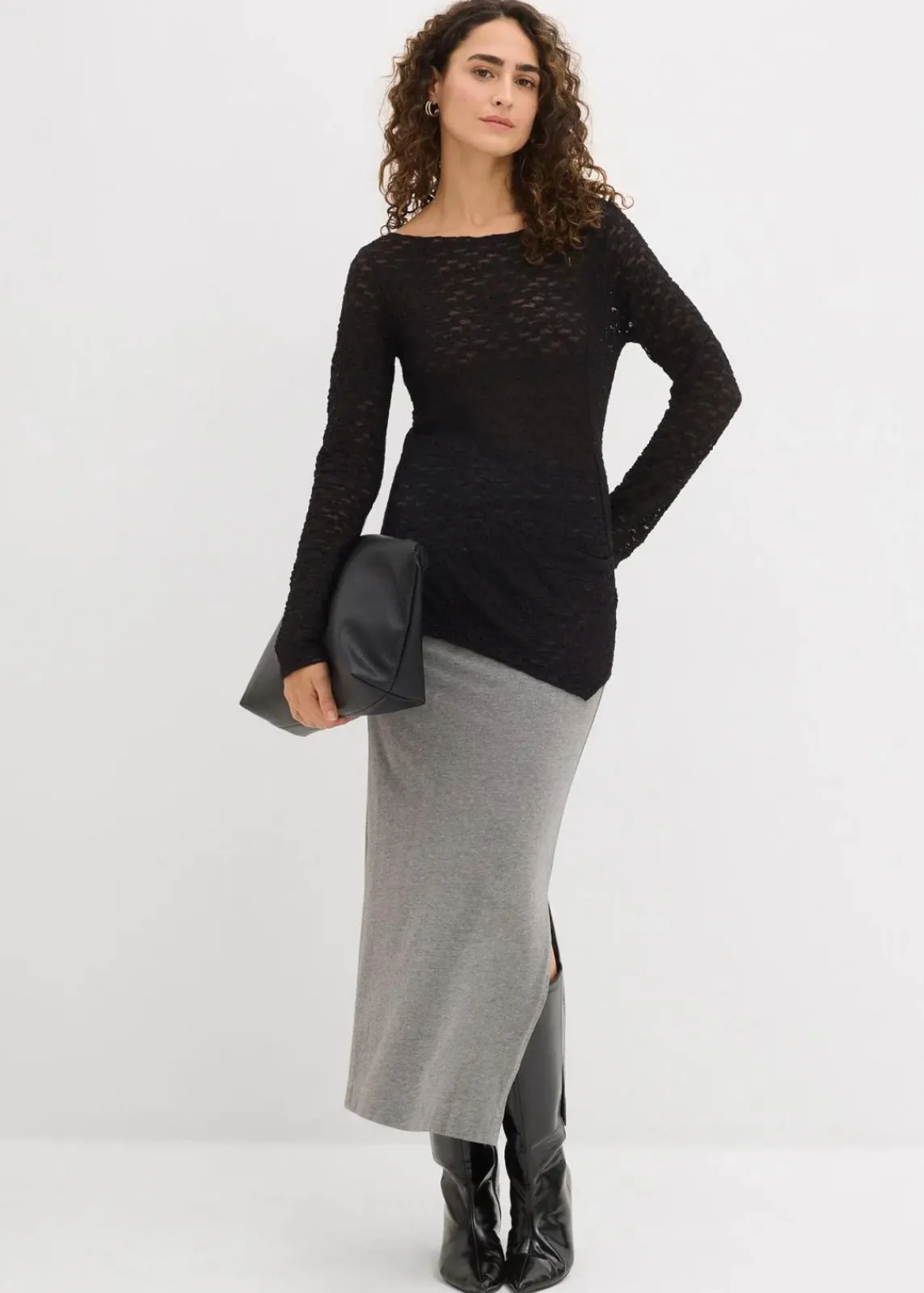bonprix Shirts & Tops^Langarmshirt aus Spitze schwarz
