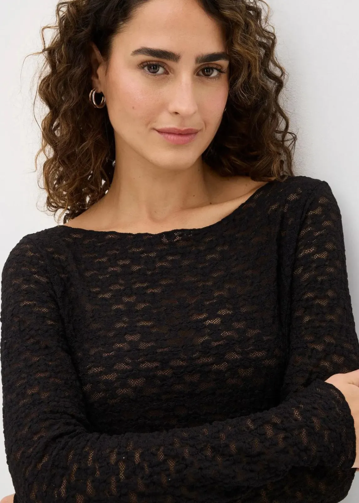 bonprix Shirts & Tops^Langarmshirt aus Spitze schwarz