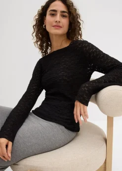bonprix Shirts & Tops^Langarmshirt aus Spitze schwarz