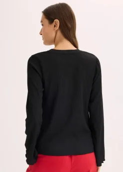 bonprix Shirts & Tops^Langarmshirt aus strukturiertem Crêpe schwarz