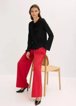 bonprix Shirts & Tops^Langarmshirt aus strukturiertem Crêpe schwarz