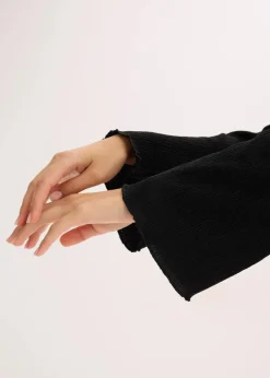 bonprix Shirts & Tops^Langarmshirt aus strukturiertem Crêpe schwarz