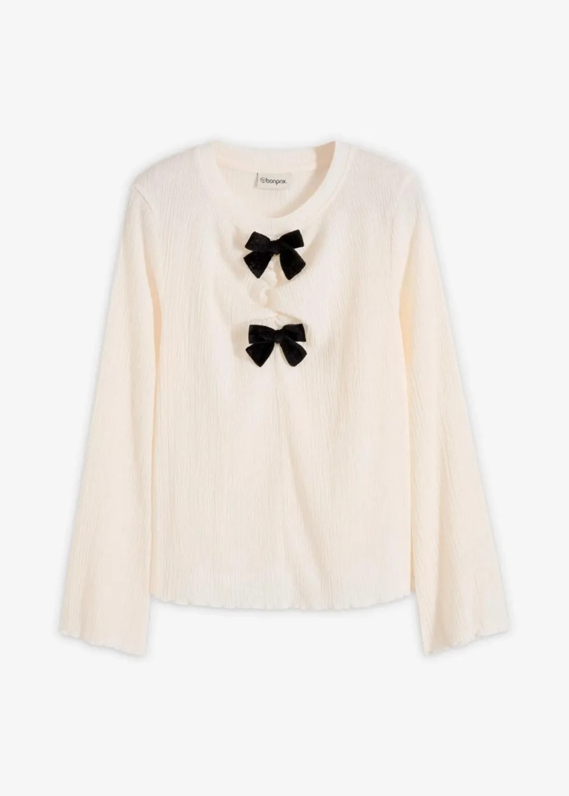 bonprix Shirts & Tops^Langarmshirt aus strukturiertem Crêpe wollweiß