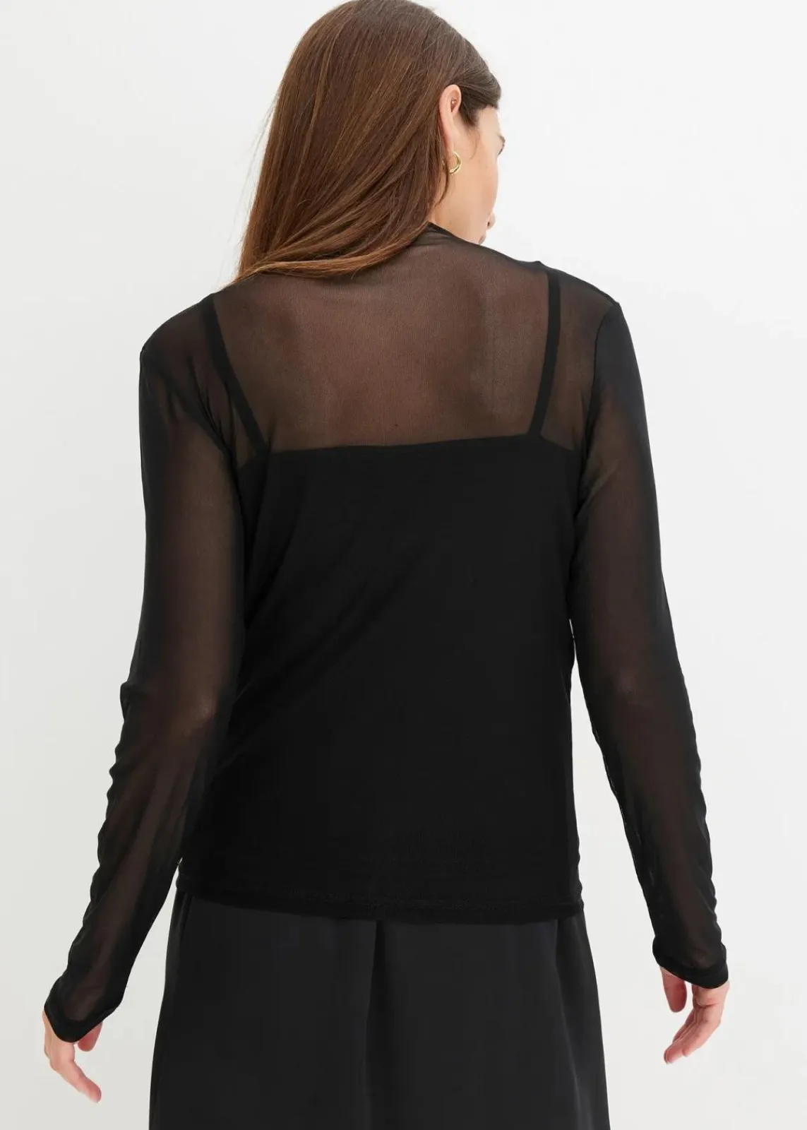 bonprix Shirts & Tops^Langarmshirt aus transparentem Mesh schwarz