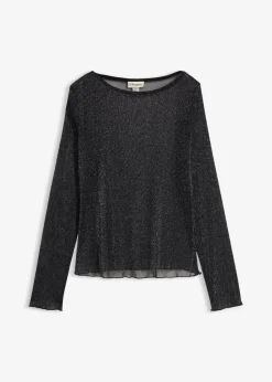 bonprix Shirts & Tops^Langarmshirt aus transparentem Mesh schwarz