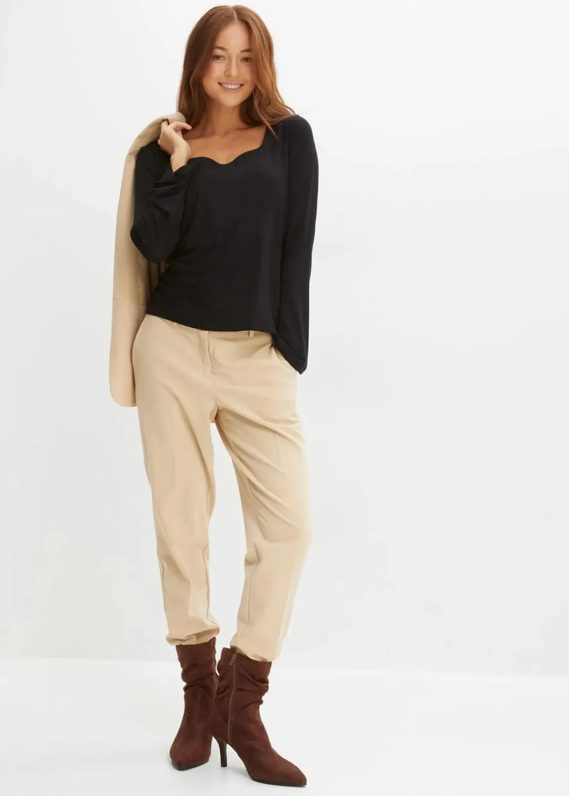 bonprix Nachhaltigere Materialien|Shirts & Tops^Langarmshirt aus Viskose-Mix schwarz