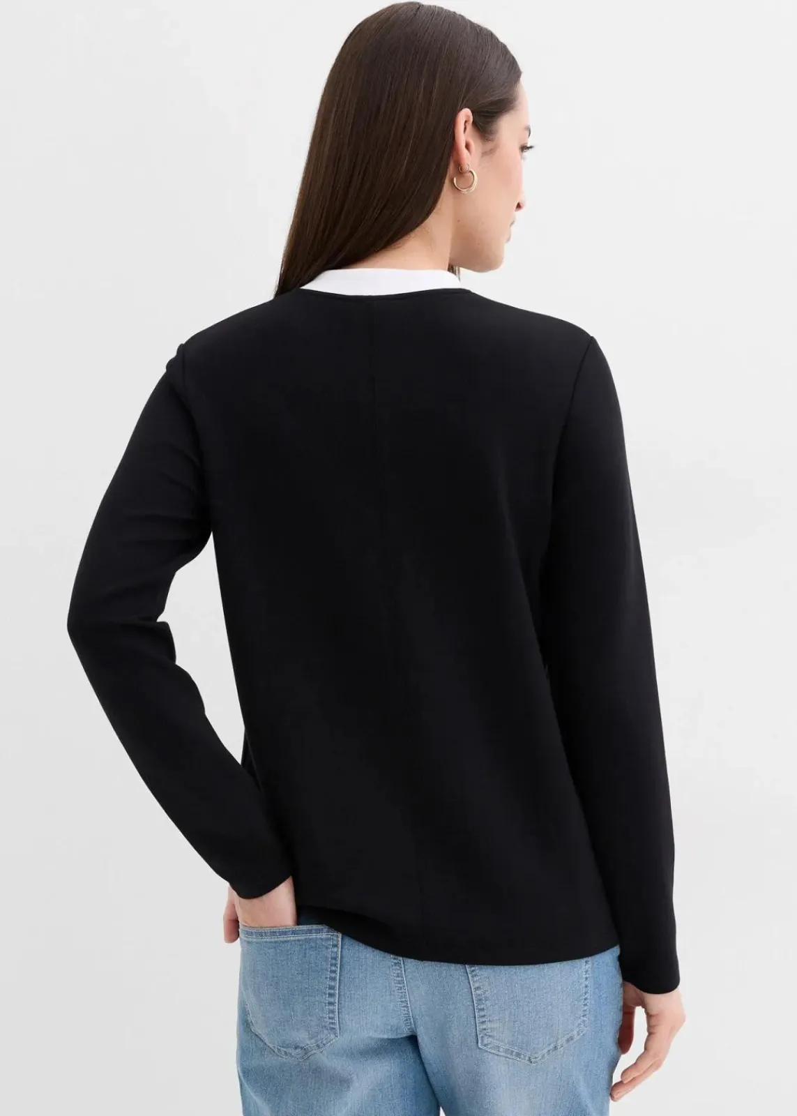 bonprix Shirts & Tops^Langarmshirt aus Viskose-Mix mit abgesetztem Turtleneck schwarz/weiß